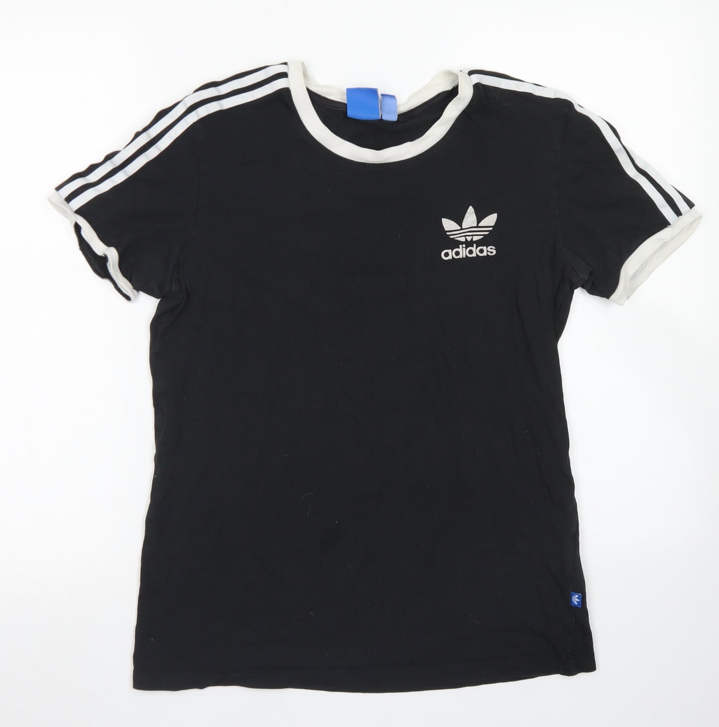 adidas Womens Black  Cotton Basic T-Shirt Size 6 Crew Neck