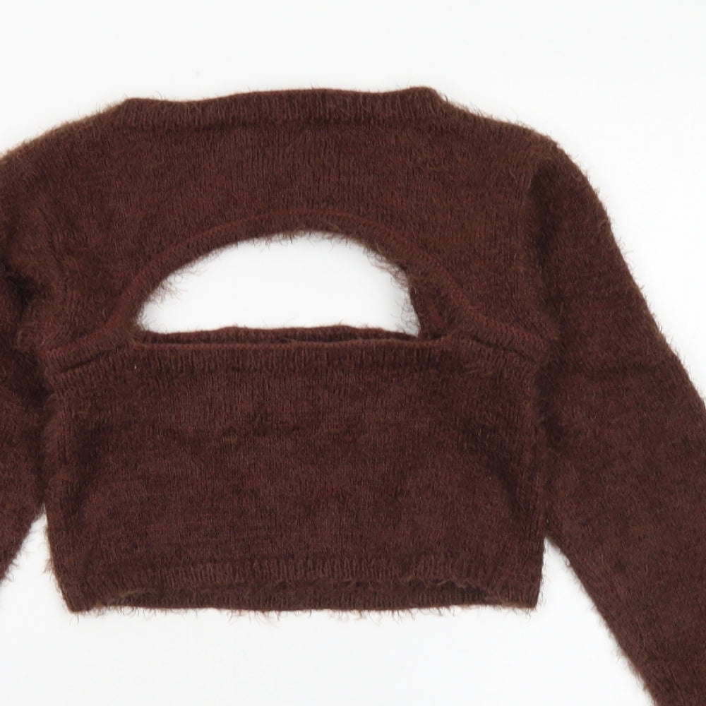AsYou Womens Brown Crew Neck  Polyester Pullover Jumper Size 10   - Cut Out