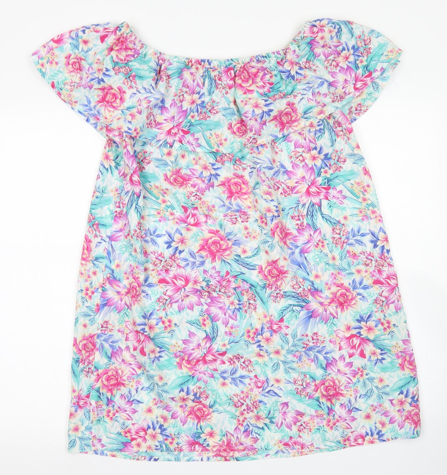 Accessorize Womens Blue Floral Viscose Shift  Size M  Off the Shoulder