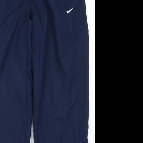 Nike Mens Blue  Polyester Windbreaker Trousers Size S L29 in Regular Drawstring
