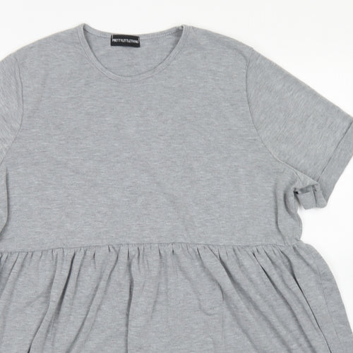 PRETTYLITTLETHING Womens Grey  Viscose Skater Dress  Size 6  Crew Neck