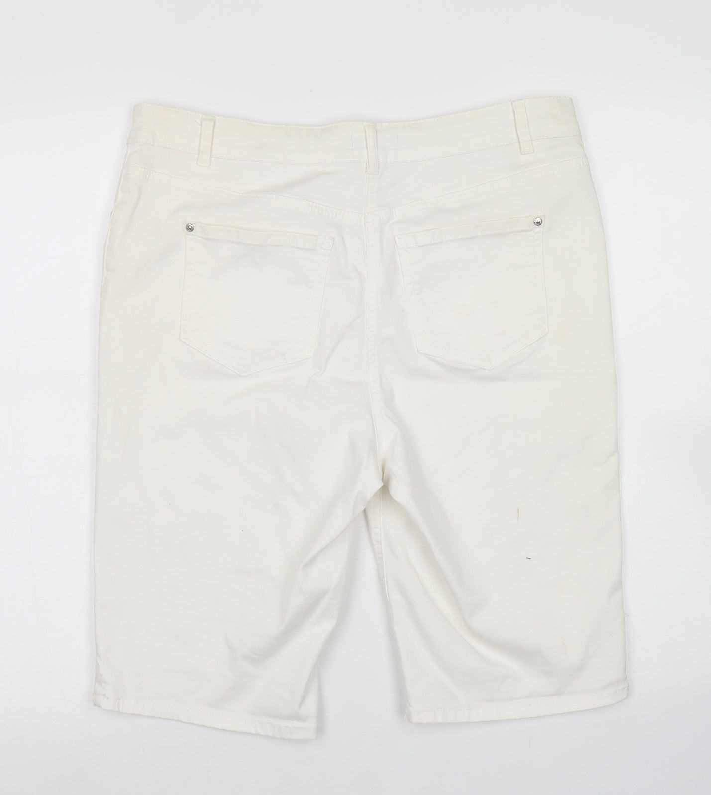 /Denim Womens White  Cotton Skimmer Shorts Size 14 L9 in Regular Button