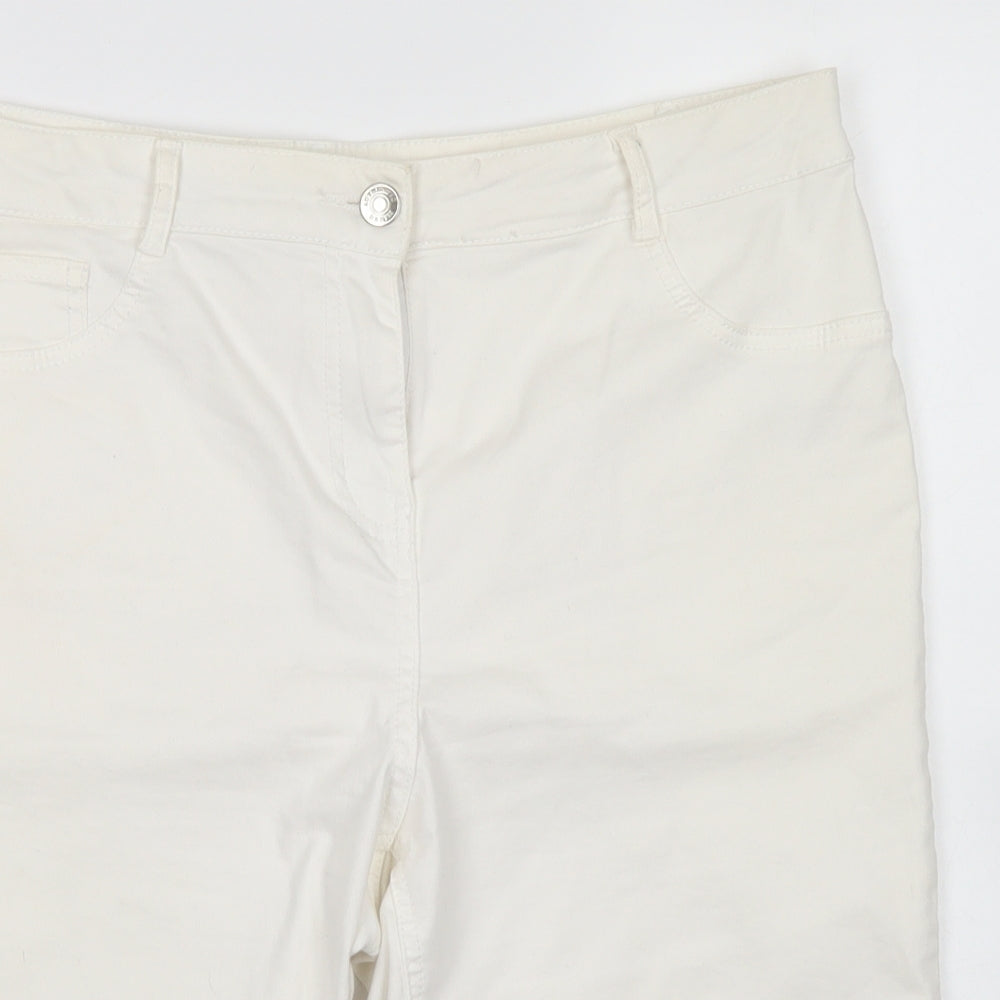 /Denim Womens White  Cotton Skimmer Shorts Size 14 L9 in Regular Button