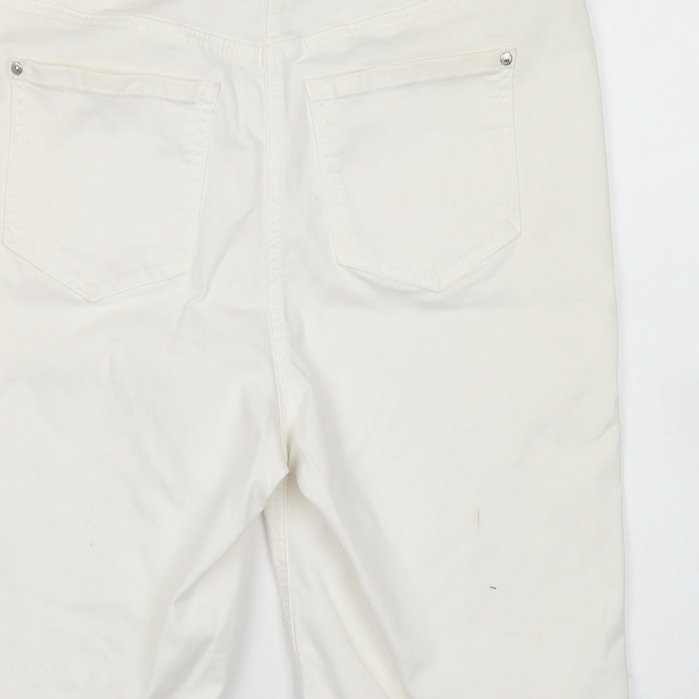 /Denim Womens White  Cotton Skimmer Shorts Size 14 L9 in Regular Button