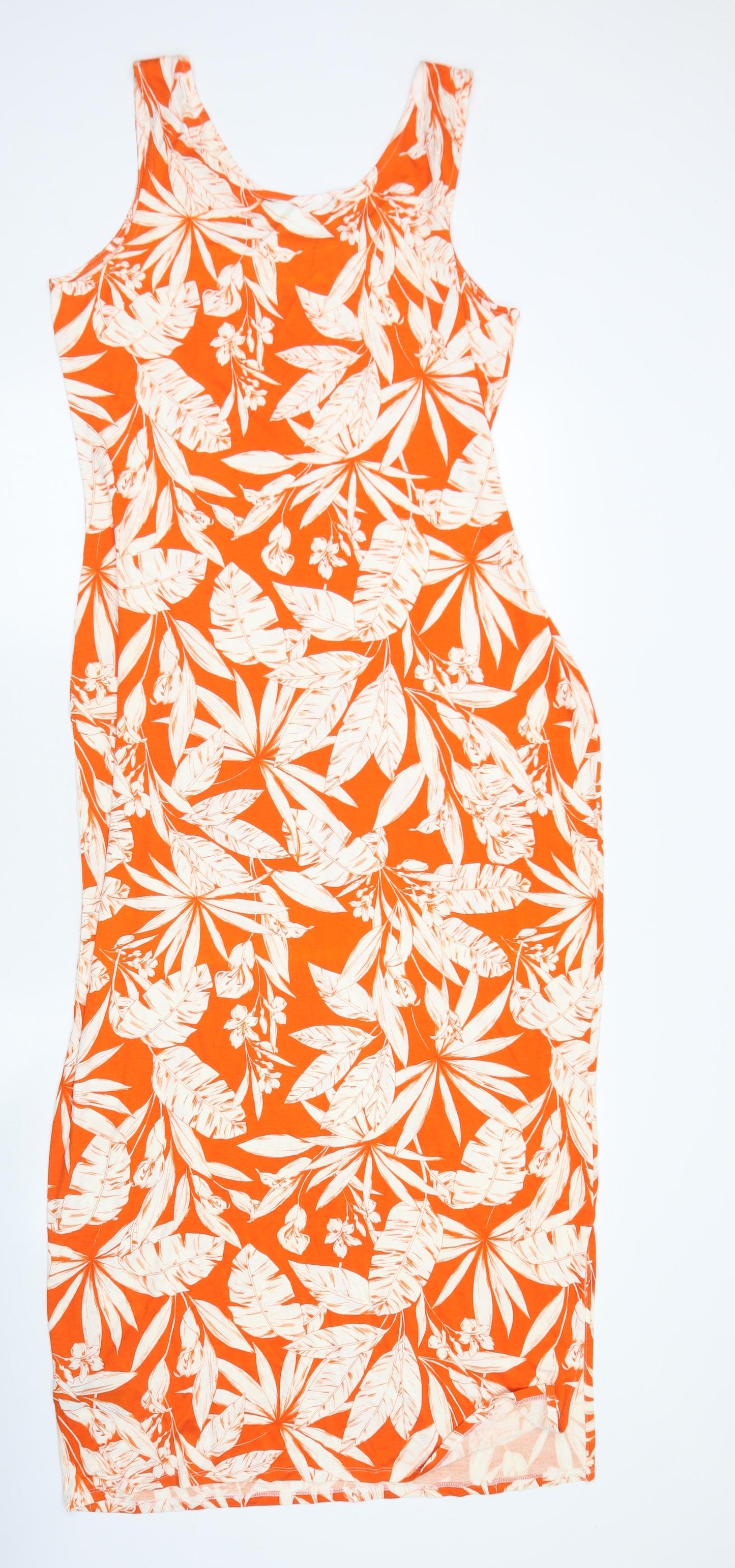 V By Very Womens Orange Floral Viscose Bodycon  Size 16  Round Neck