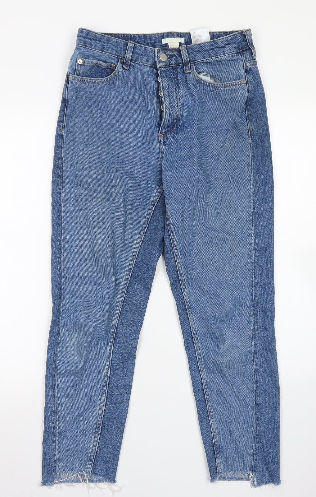 H&M Womens Blue  Cotton Straight Jeans Size 8 L26 in Regular Button