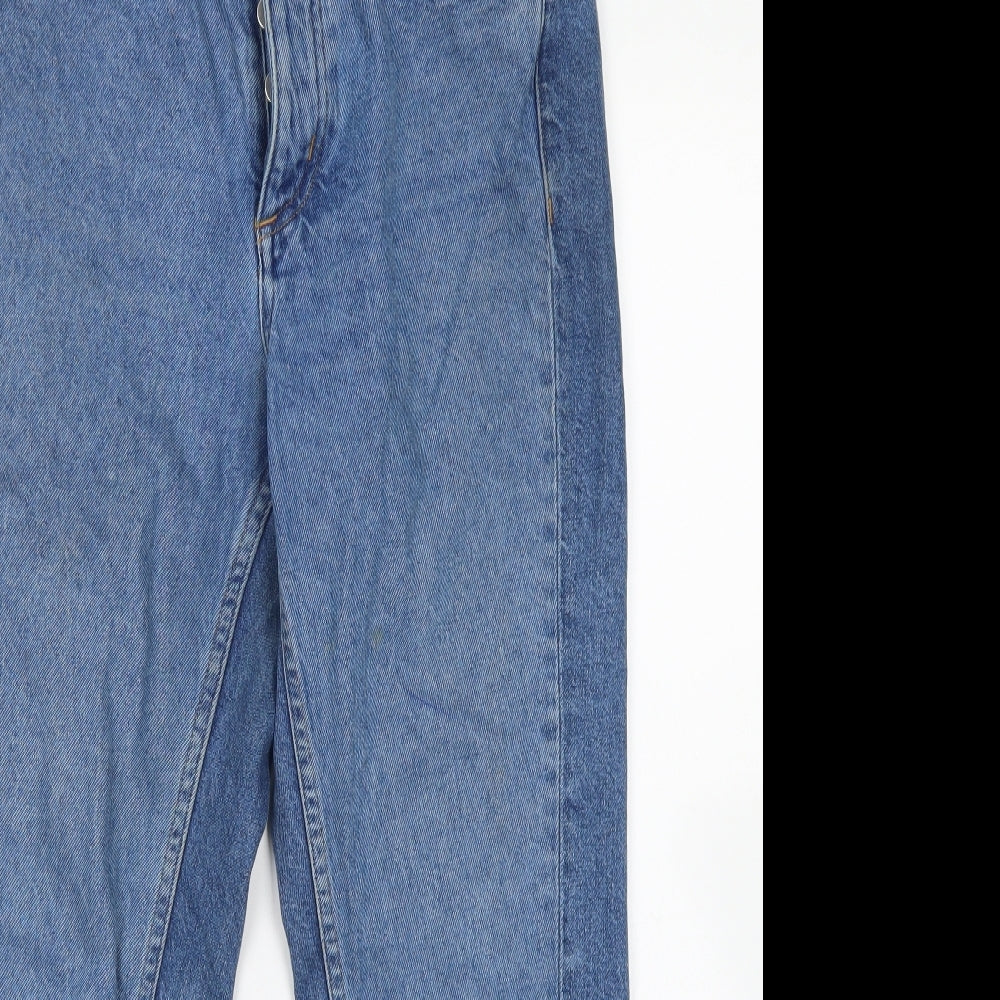 H&M Womens Blue  Cotton Straight Jeans Size 8 L26 in Regular Button