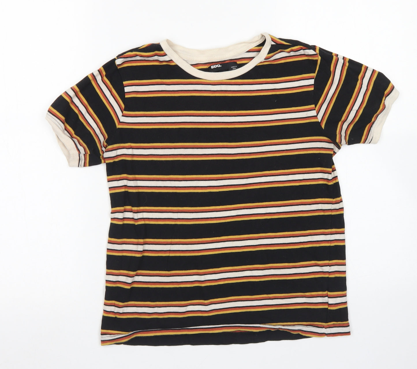 BDG Mens Black Striped Cotton  T-Shirt Size XL Crew Neck