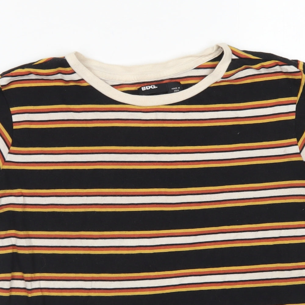 BDG Mens Black Striped Cotton  T-Shirt Size XL Crew Neck