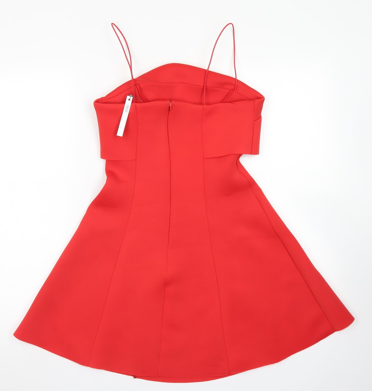 ASOS Womens Red  Polyester Fit & Flare  Size 8  Round Neck Zip