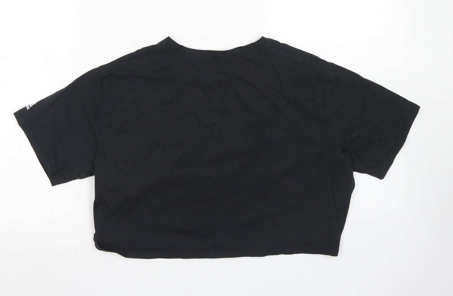 Reebok Womens Black  Cotton Cropped T-Shirt Size XS Crew Neck