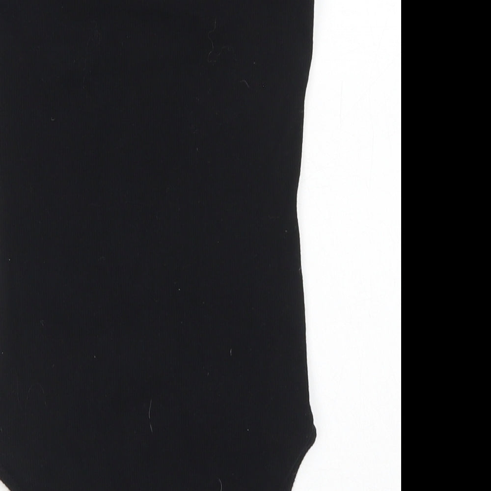 PRETTYLITTLETHING Womens Black  Cotton Bodysuit One-Piece Size 8  Snap - Bandeau