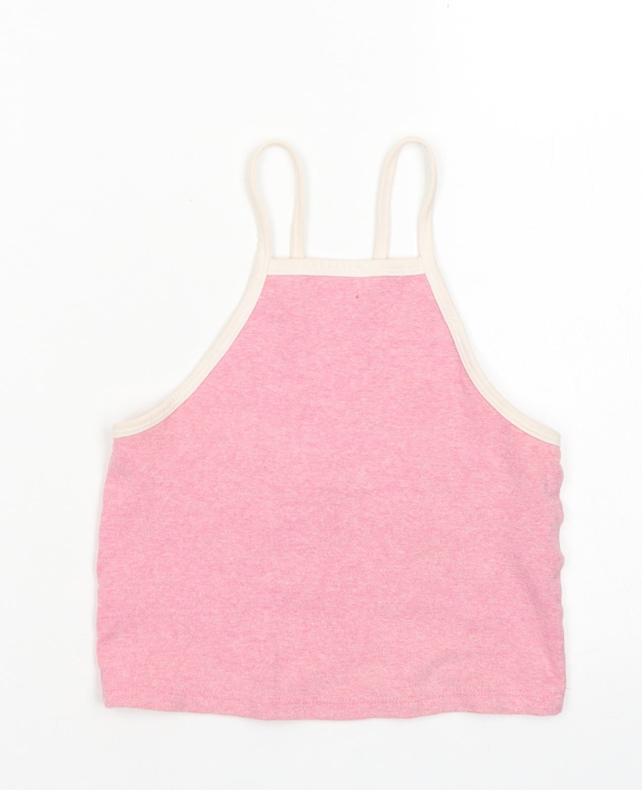 Zara Womens Pink  Cotton Cropped Tank Size S Square Neck