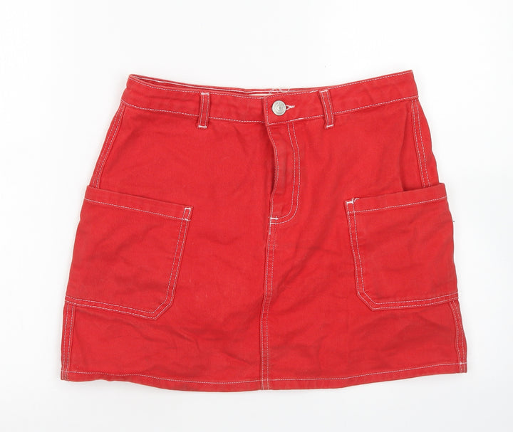 BDG Womens Red Cotton A-Line Skirt Size M Button