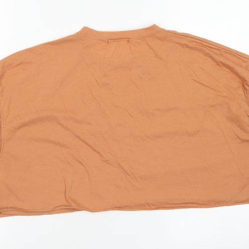 Public Desire Womens Brown  Polyester Cropped T-Shirt Size 6 Crew Neck