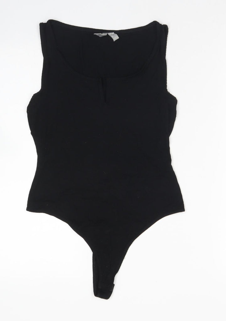 ASOS Womens Black  Viscose Bodysuit One-Piece Size 8  Snap