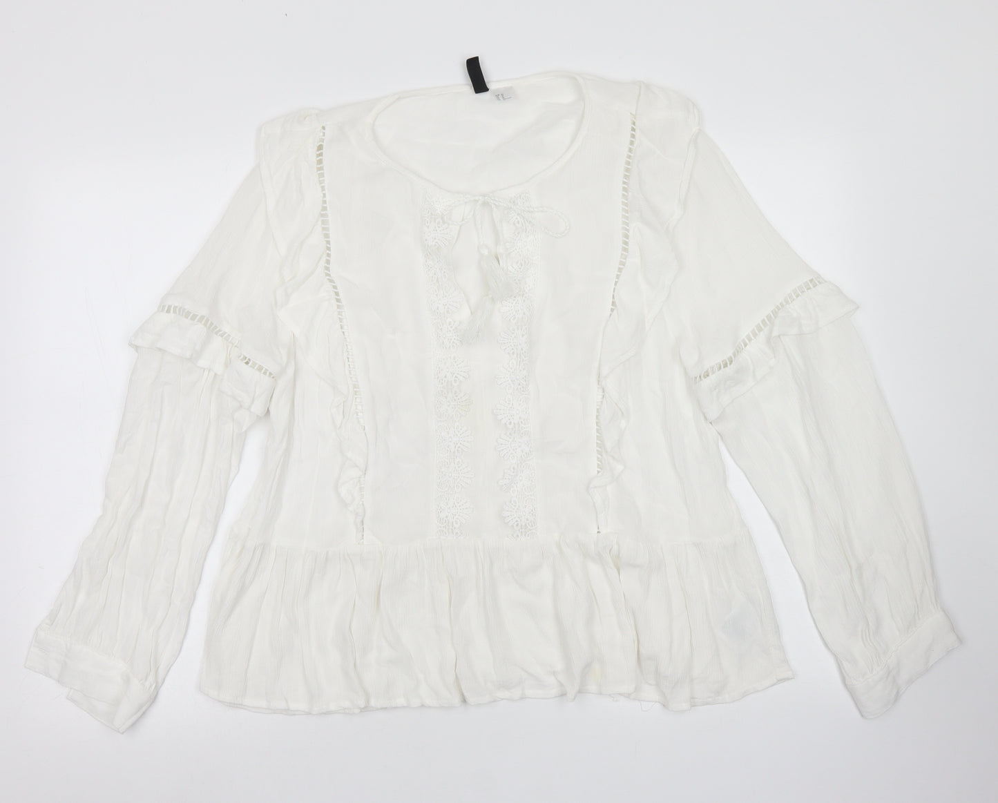 Divided Womens White  Viscose Basic Blouse Size 18 Round Neck