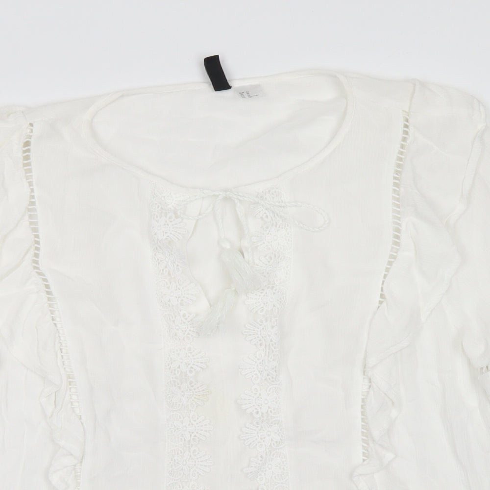 Divided Womens White  Viscose Basic Blouse Size 18 Round Neck