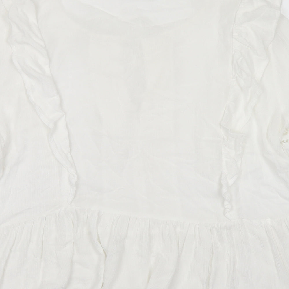 Divided Womens White  Viscose Basic Blouse Size 18 Round Neck
