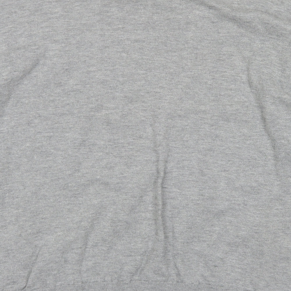 NEXT Womens Grey Crew Neck Striped Cotton Pullover Jumper Size 16