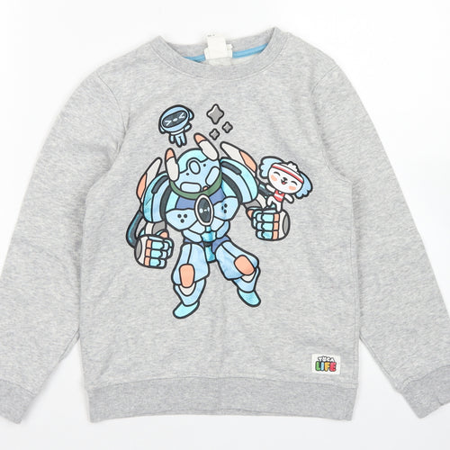 H&M Girls Grey  Cotton Pullover Sweatshirt Size 7 Years