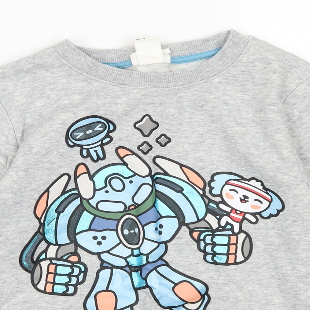 H&M Girls Grey  Cotton Pullover Sweatshirt Size 7 Years