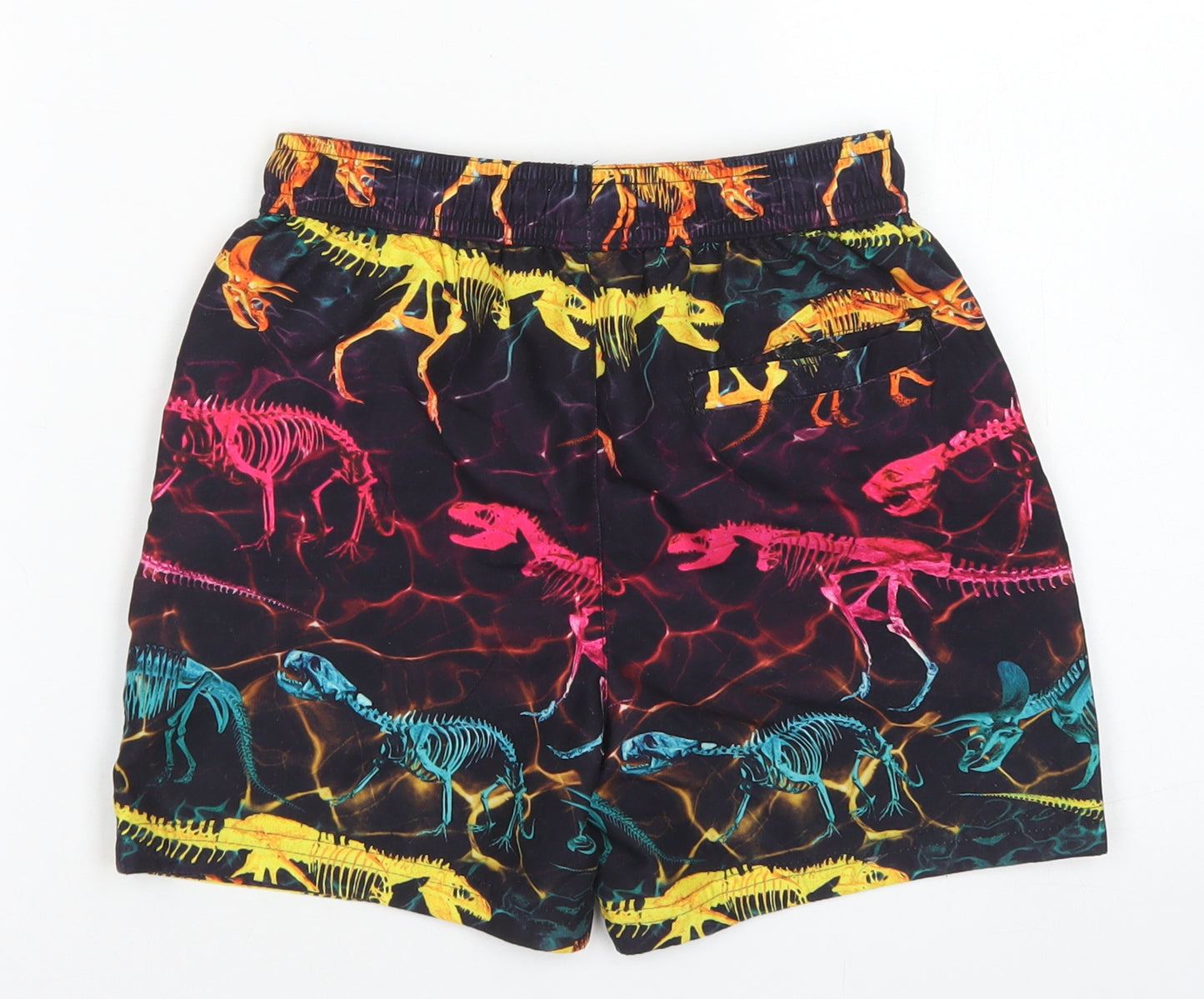 NEXT Boys Black  Polyester Sweat Shorts Size 7 Years  Regular Drawstring - Dinosaur print