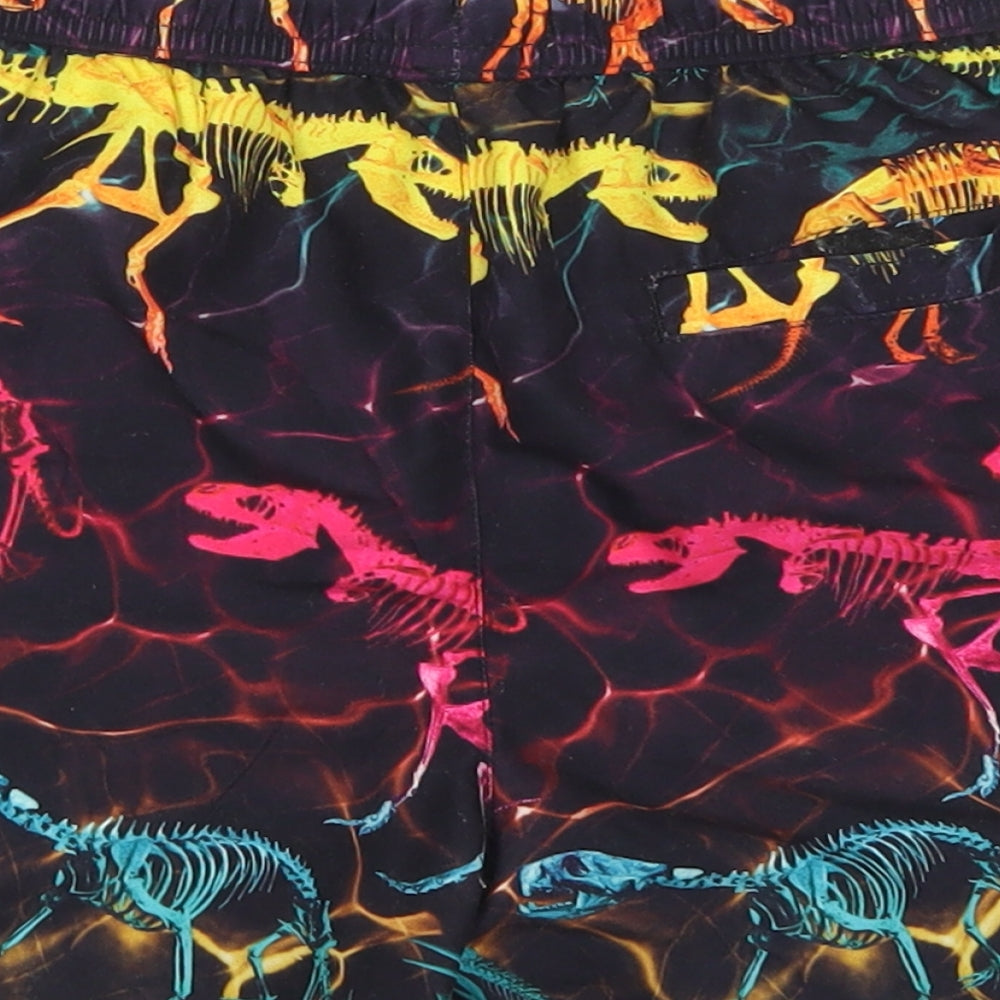 NEXT Boys Black  Polyester Sweat Shorts Size 7 Years  Regular Drawstring - Dinosaur print