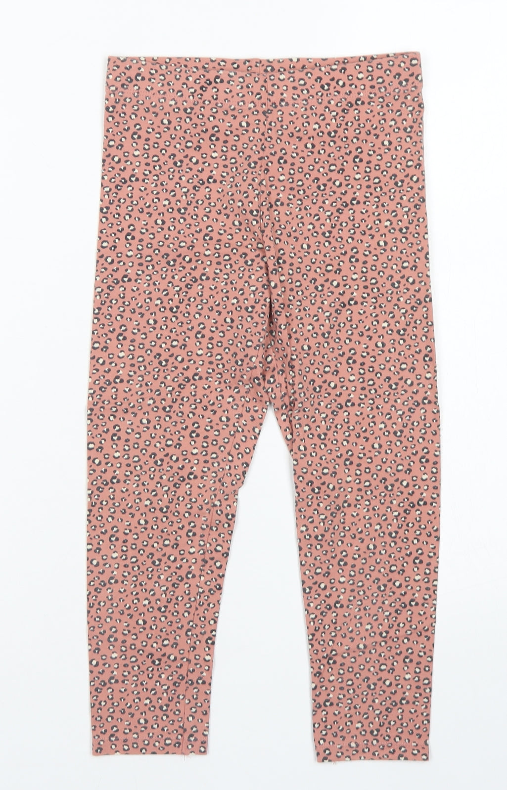 H&M Girls Pink Animal Print Cotton Capri Trousers Size 9-10 Years  Regular
