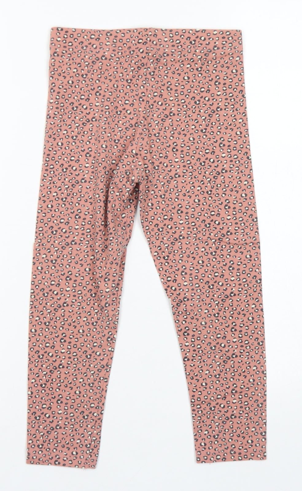 H&M Girls Pink Animal Print Cotton Capri Trousers Size 9-10 Years  Regular