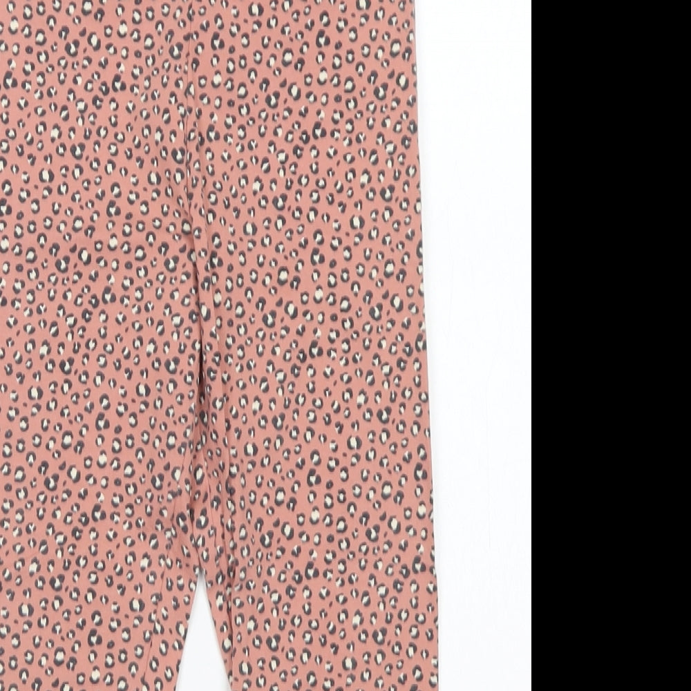 H&M Girls Pink Animal Print Cotton Capri Trousers Size 9-10 Years  Regular