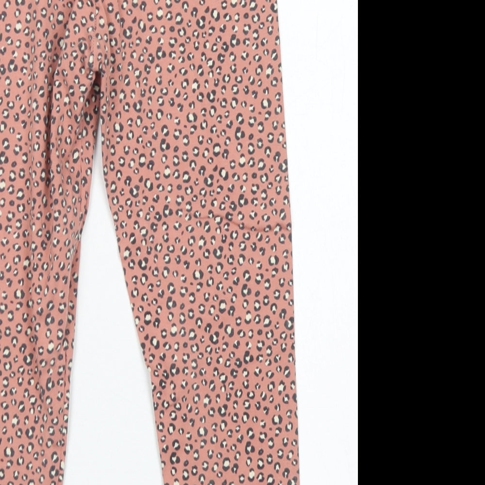 H&M Girls Pink Animal Print Cotton Capri Trousers Size 9-10 Years  Regular