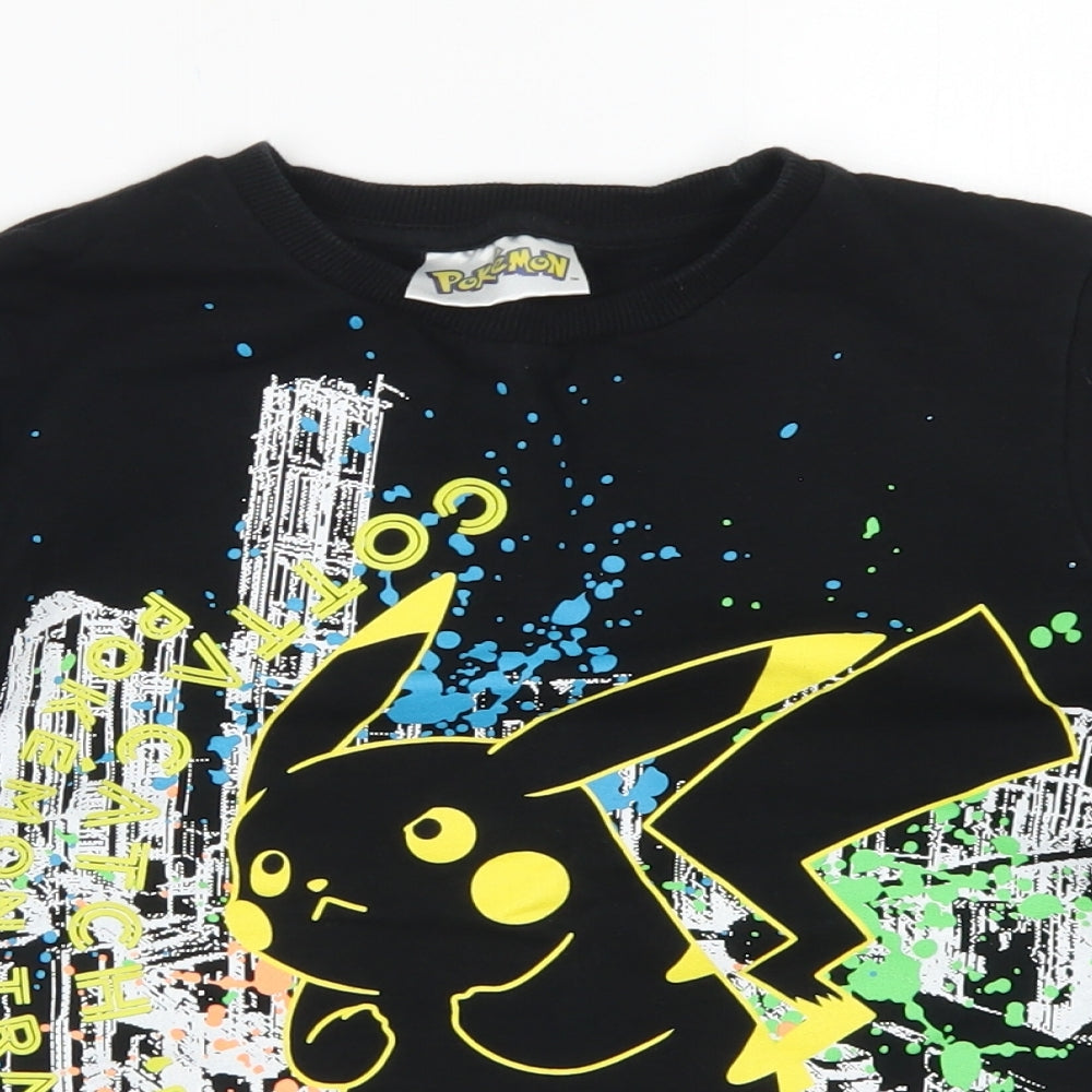 TU Boys Black  Cotton Pullover Sweatshirt Size 8 Years   - Pokemon Pikachu