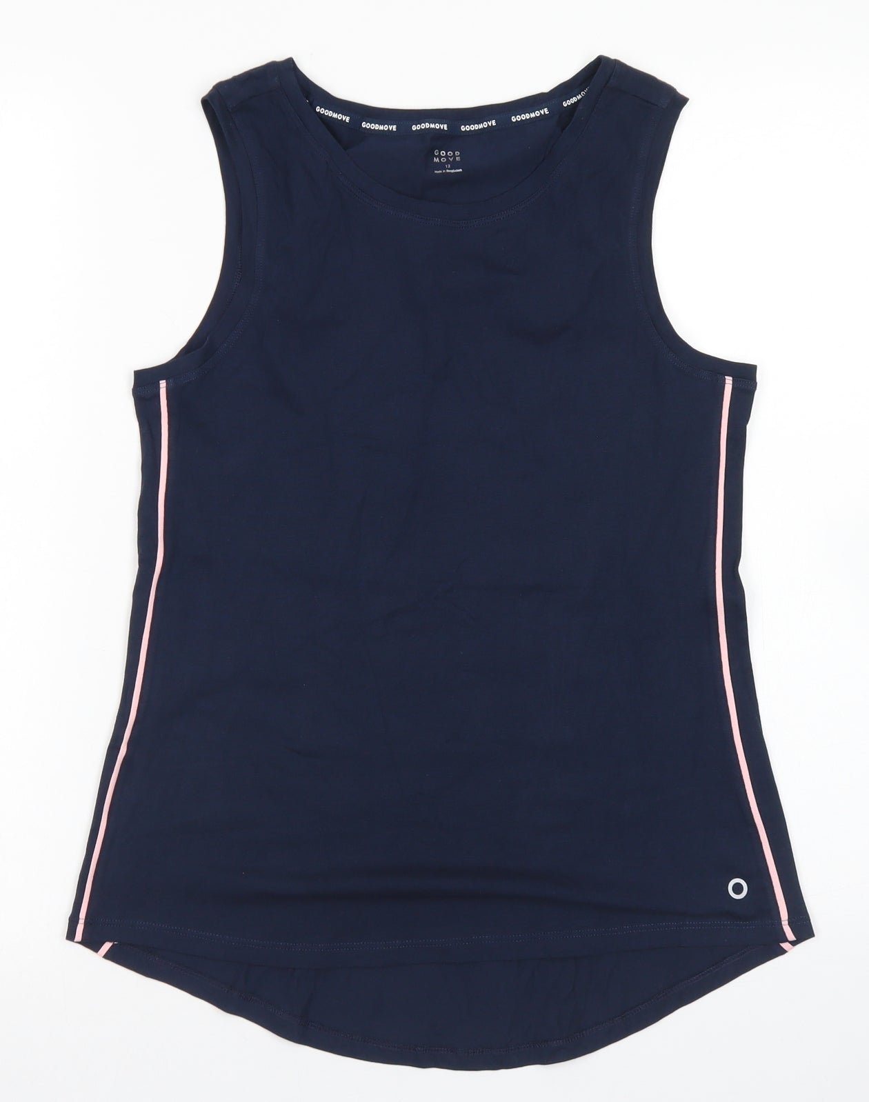 Good Move Womens Blue  Cotton Basic Tank Size 12 Crew Neck