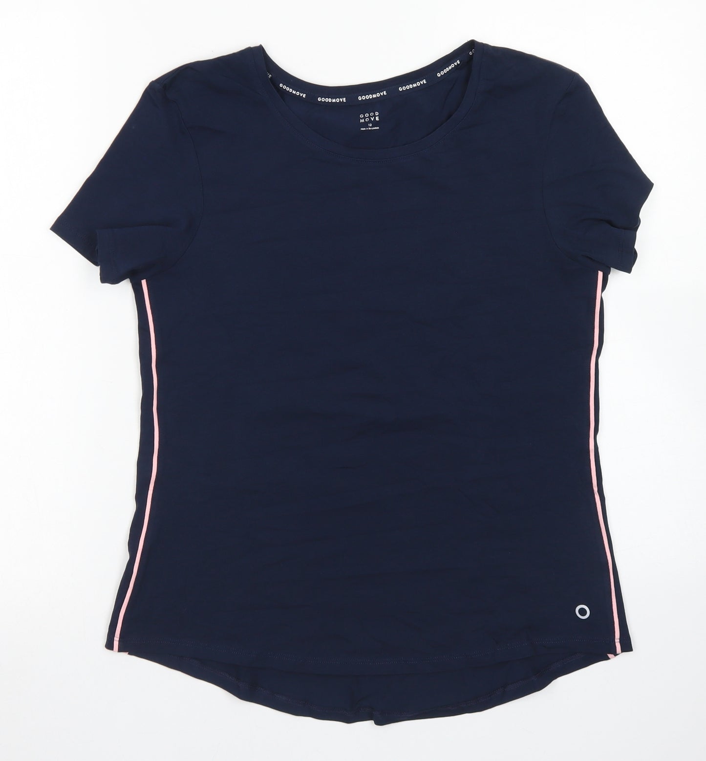 Good Move Womens Blue  Cotton Basic T-Shirt Size 12 Crew Neck