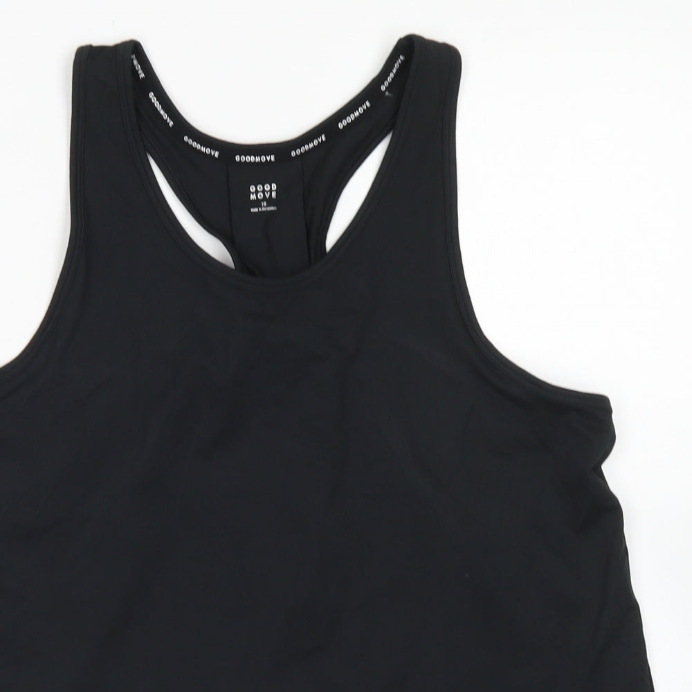 Good Move Womens Black  Polyester Basic Tank Size 10 Round Neck