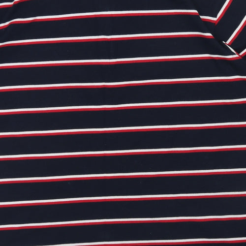 Umbro Mens Blue Striped Cotton  Polo Size L Collared Button