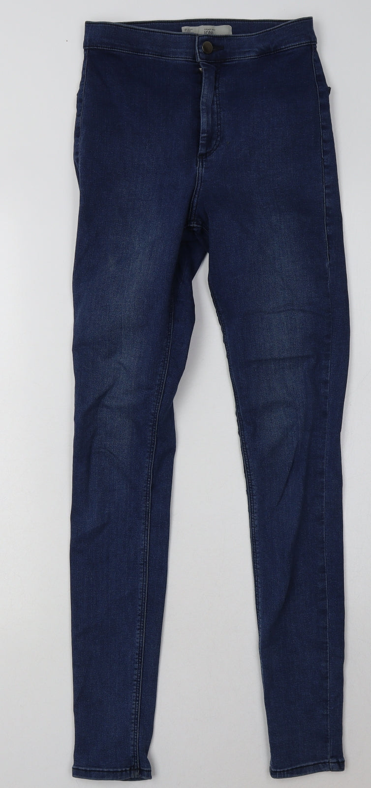 Topshop Womens Blue  Cotton Skinny Jeans Size 28 L34 in Regular Button
