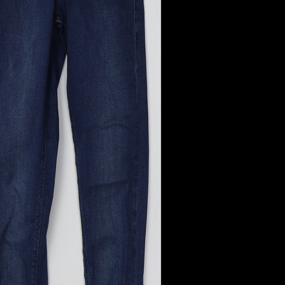 Topshop Womens Blue  Cotton Skinny Jeans Size 28 L34 in Regular Button