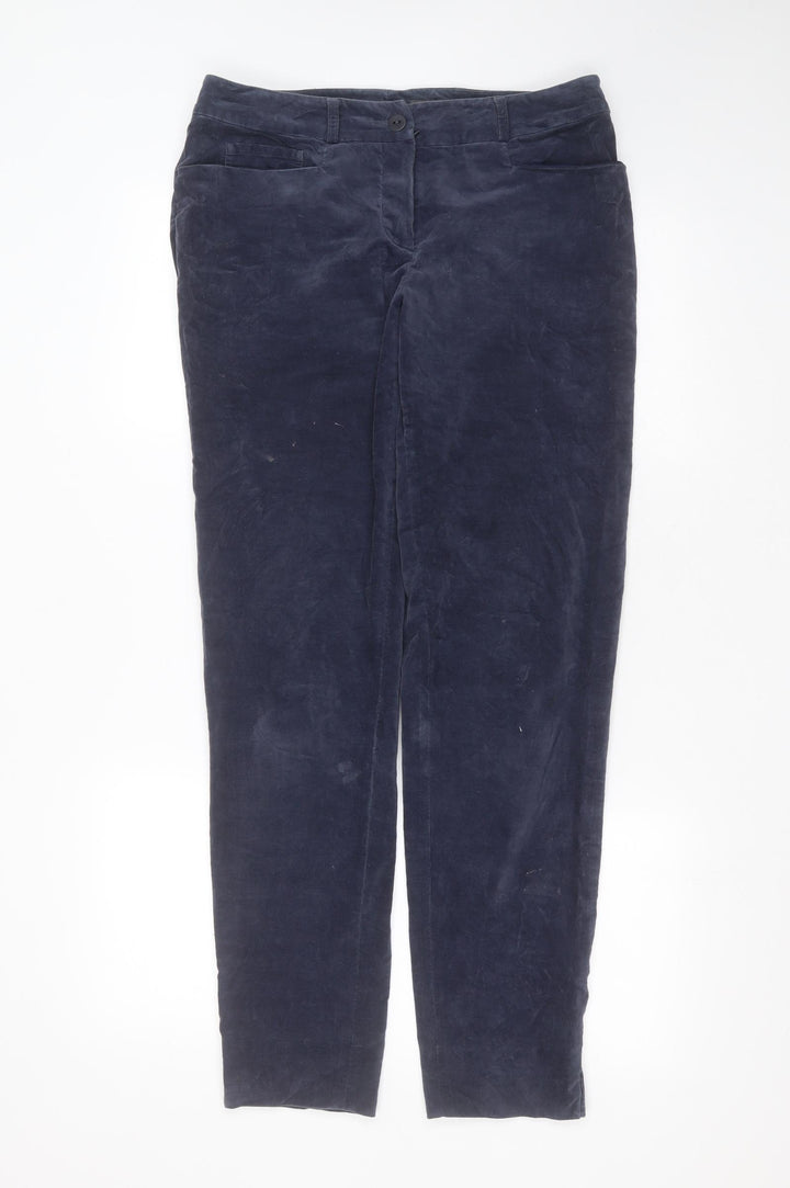 EVELIN BRANDT Womens Blue  Cotton Trousers  Size 10 L30 in Regular Zip