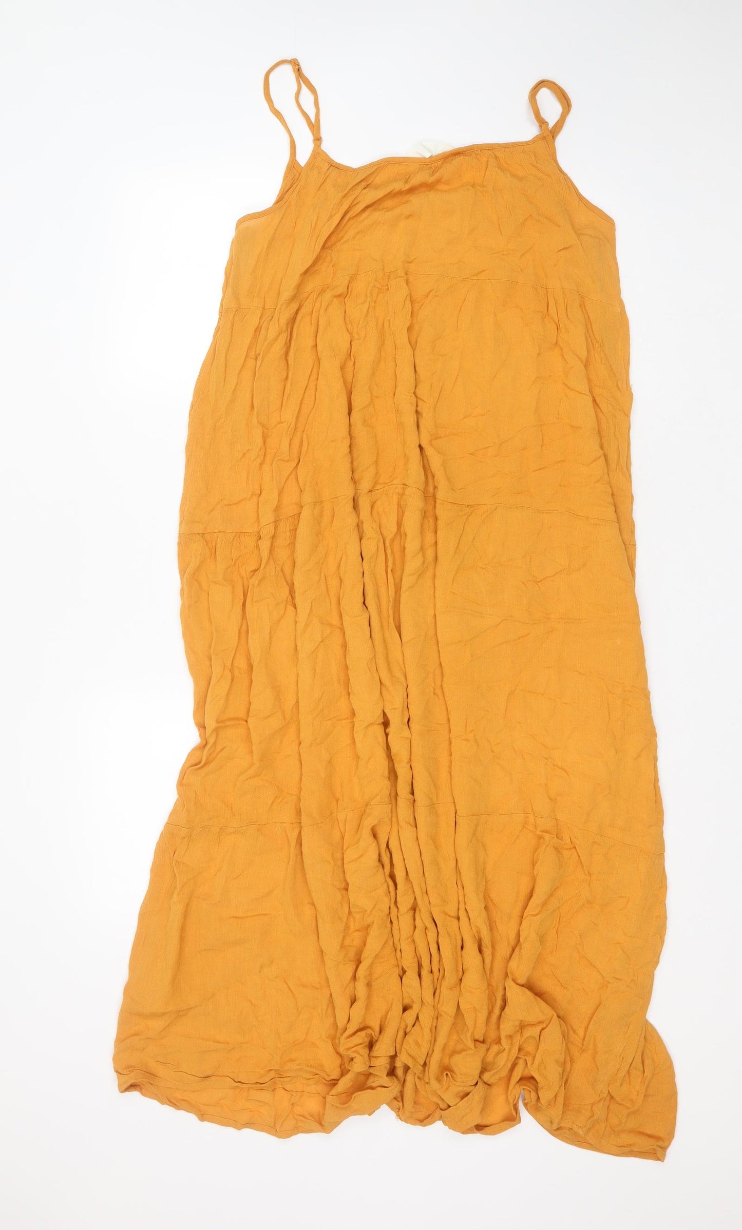 Primark Womens Yellow  Viscose Maxi  Size 14  Round Neck