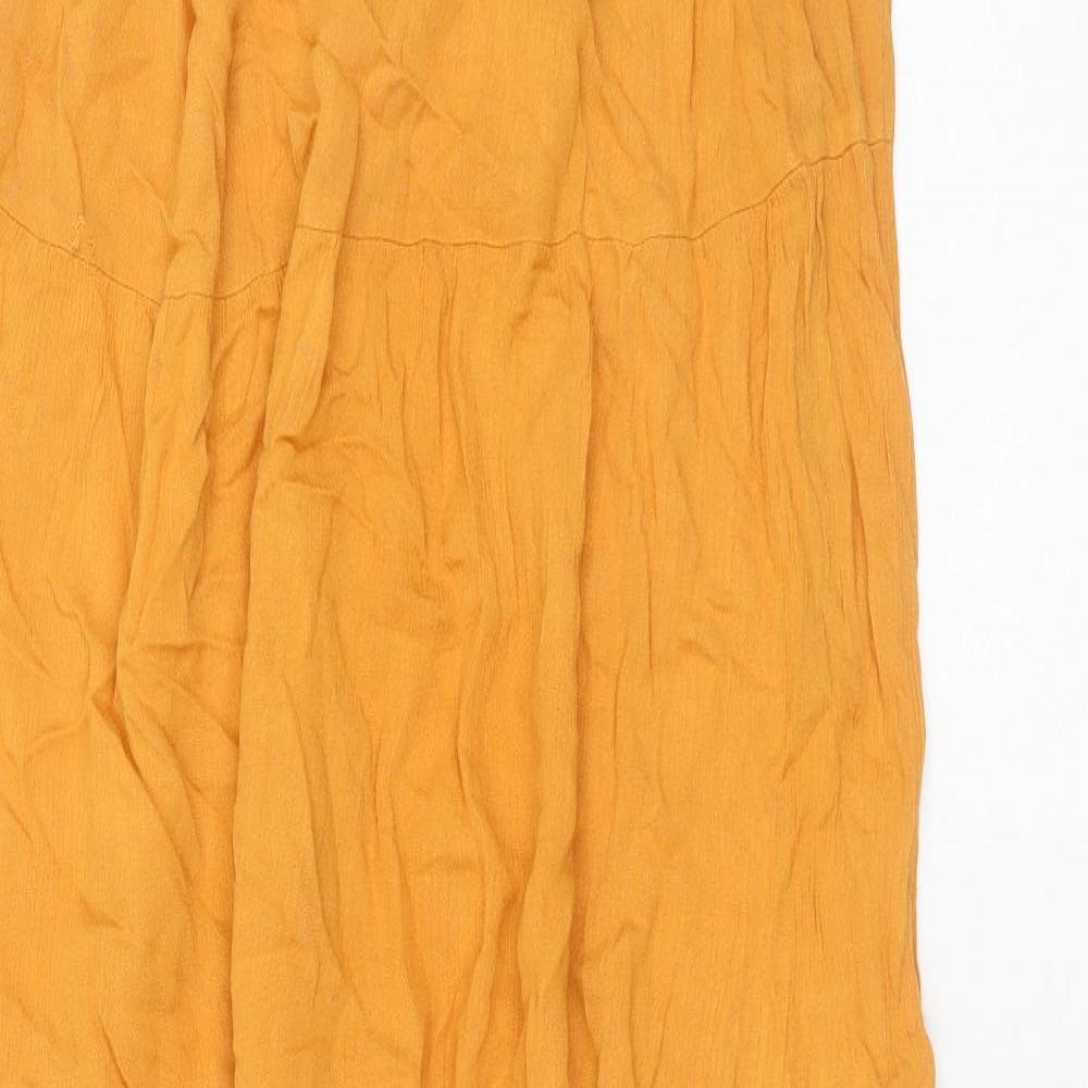Primark Womens Yellow  Viscose Maxi  Size 14  Round Neck