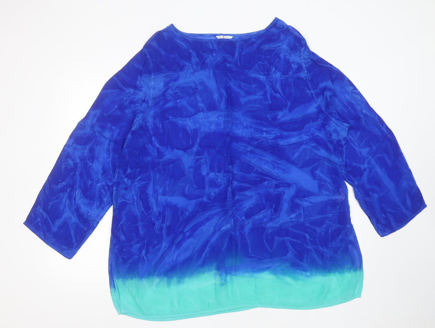 Marks and Spencer Womens Blue  Polyester Basic Blouse Size 20 Round Neck