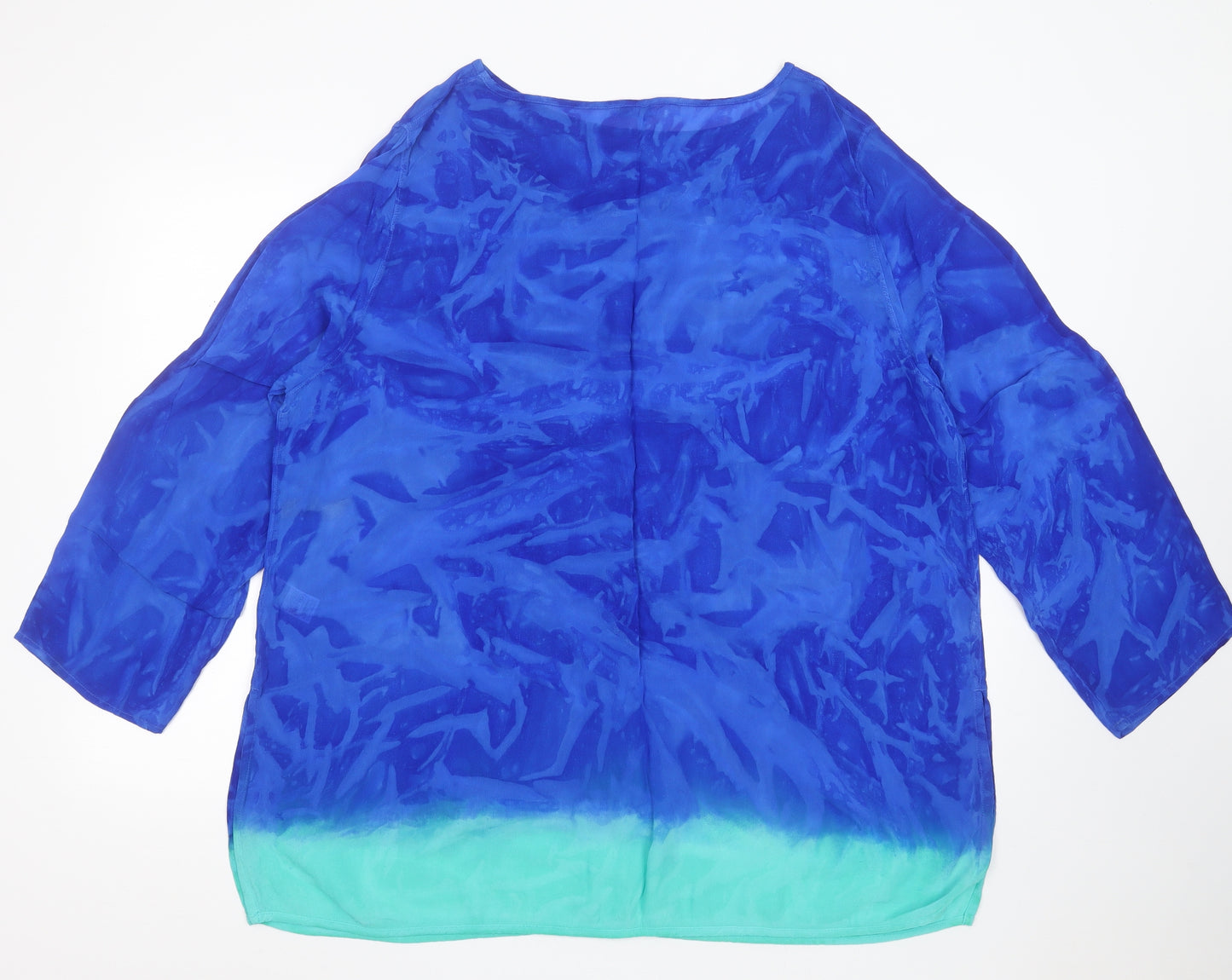 Marks and Spencer Womens Blue  Polyester Basic Blouse Size 20 Round Neck