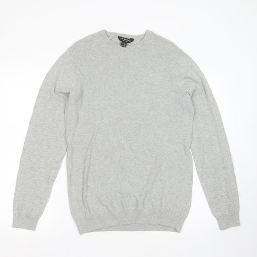 Cedar Wood State Mens Grey Round Neck  Cotton Pullover Jumper Size S