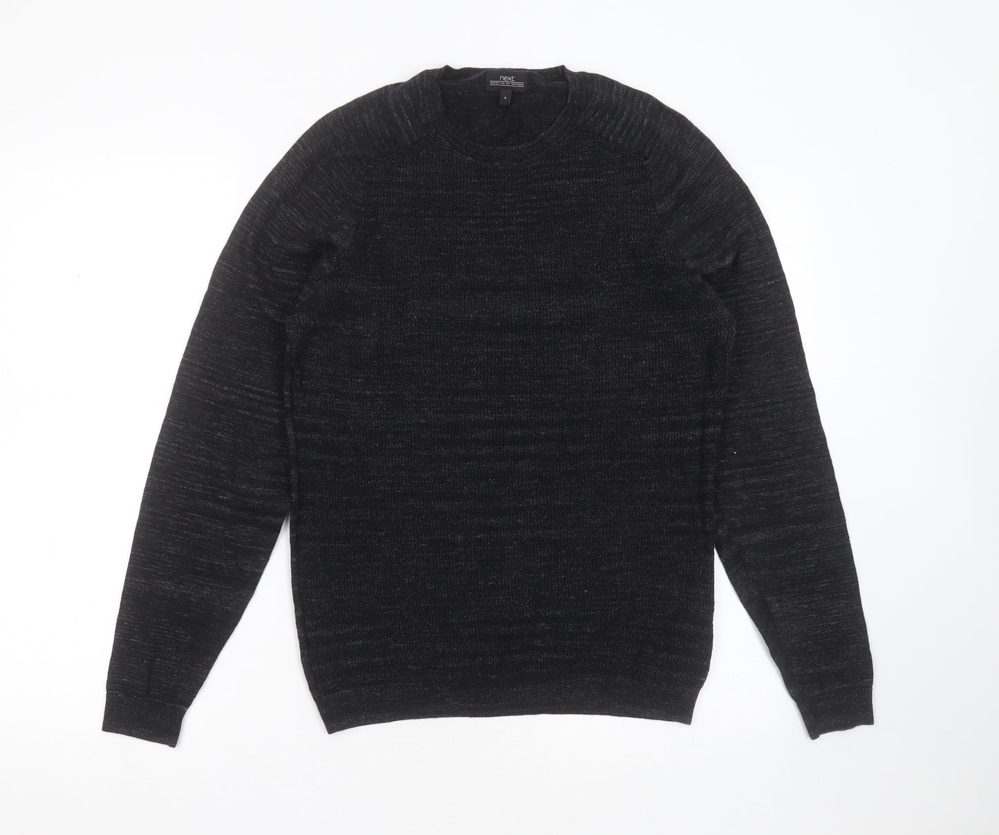 NEXT Mens Black Round Neck  Cotton Pullover Jumper Size S