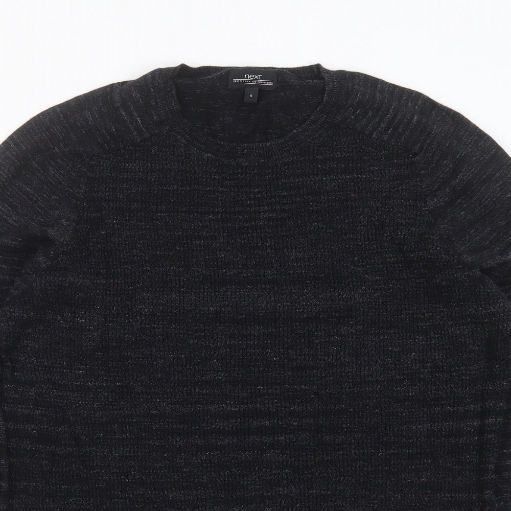 NEXT Mens Black Round Neck  Cotton Pullover Jumper Size S