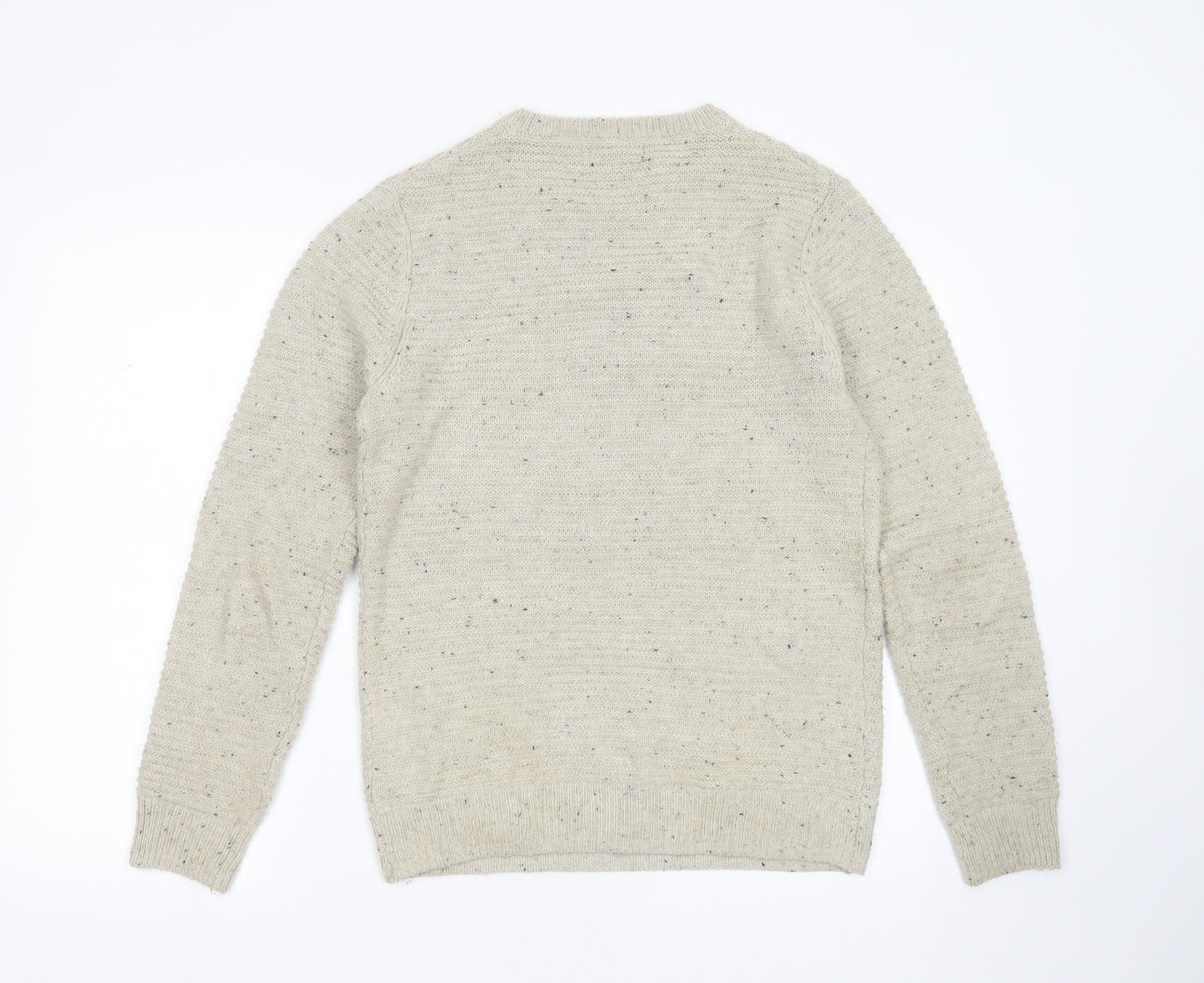 Cedar Wood State Mens Beige Round Neck  Acrylic Pullover Jumper Size S