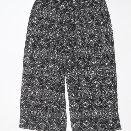 Preworn Womens Black Geometric Polyester Blend Trousers  Size 38 in L27 in Regular