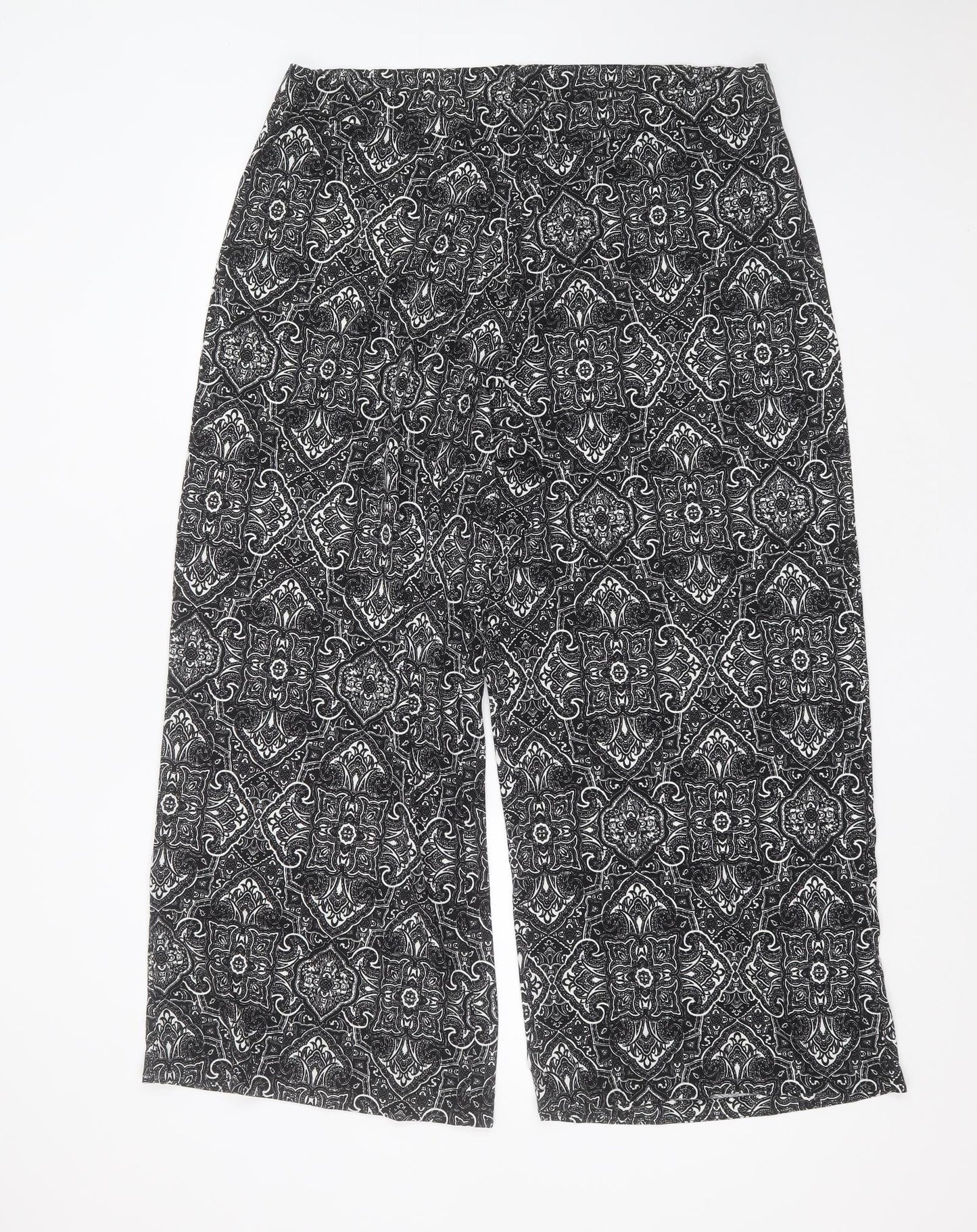 Preworn Womens Black Geometric Polyester Blend Trousers  Size 38 in L27 in Regular